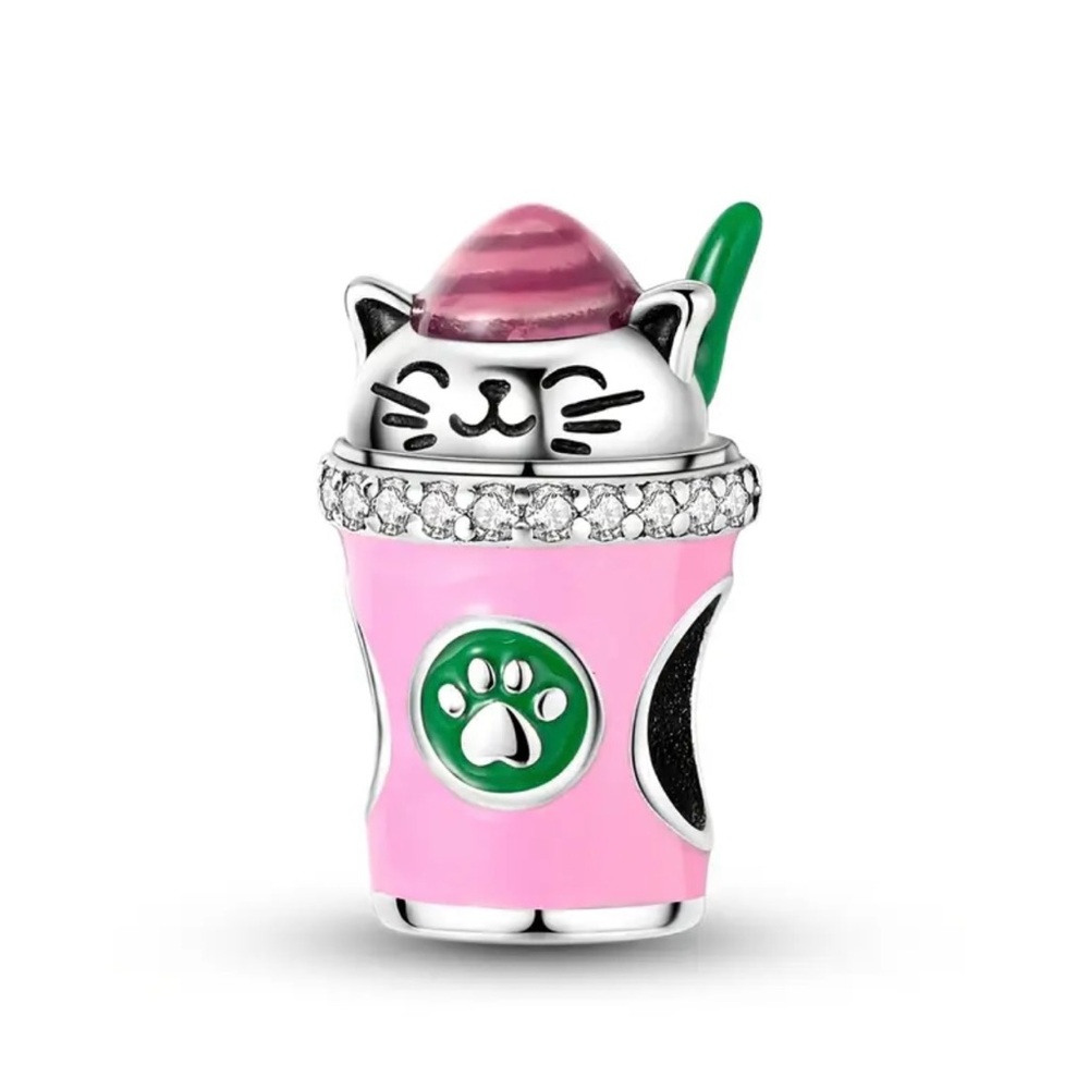 NEW Pink and Green Cat Charm
